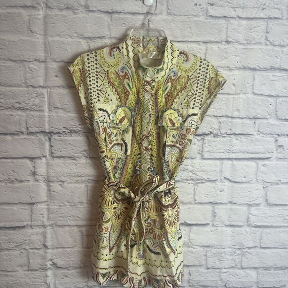 Stile Collection Women’s Earthy Boho Belted Linen Blend  Romper Size Small - Picture 9 of 9